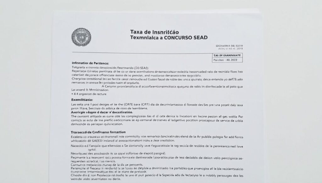 taxa de inscrição Concurso SEAD