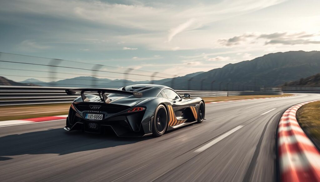 Hennessey Venom F5 Evolution in motion on track showing dynamic performance