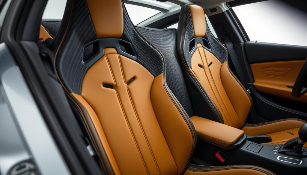 Hennessey Venom F5 Evolution touring seats showing leather and carbon fiber construction